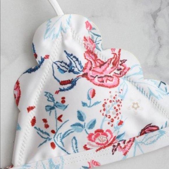 NWT Zaful Floral Scalloped Bikini Sz L - Picture 3 of 8